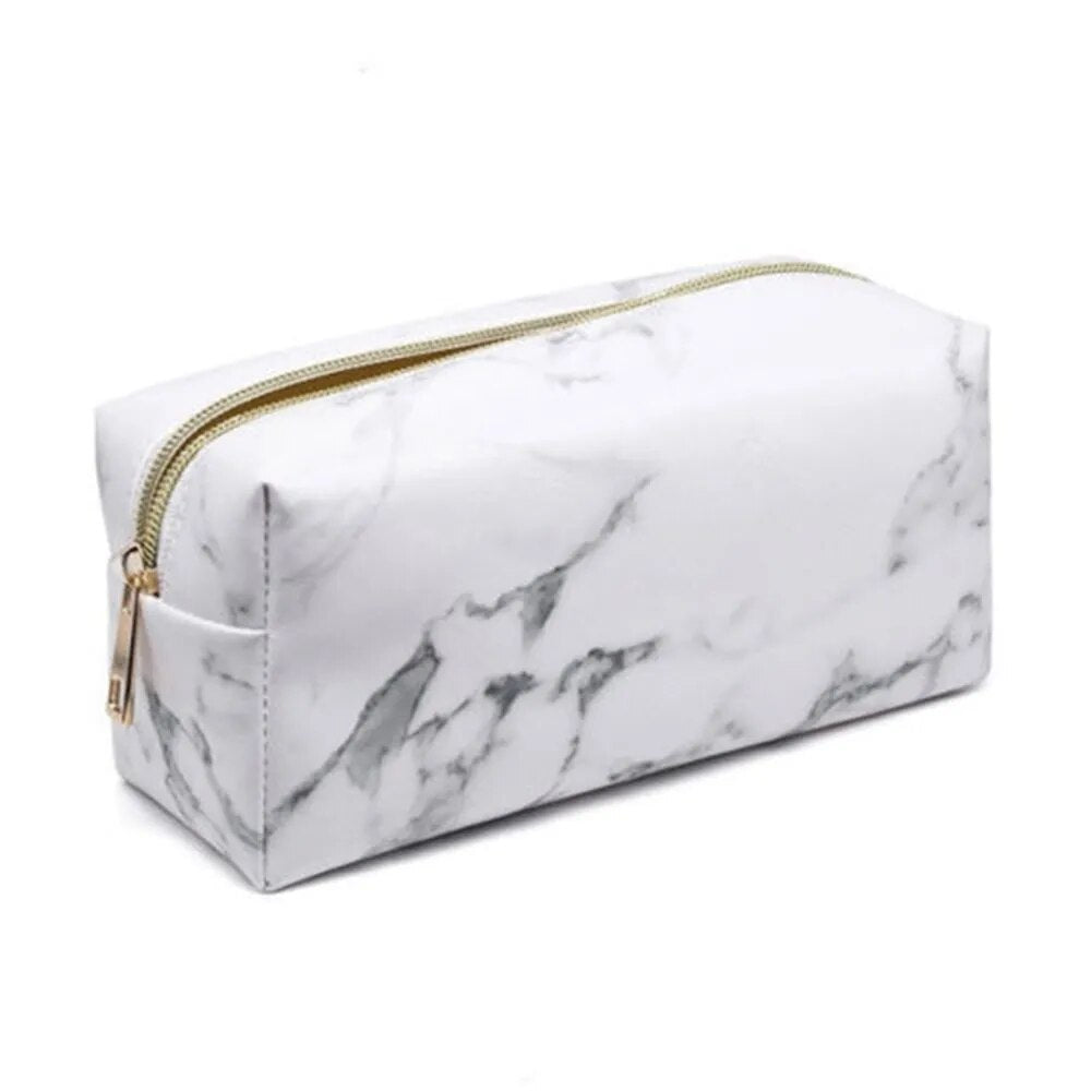 Marble Makeup Bag (White/Black)