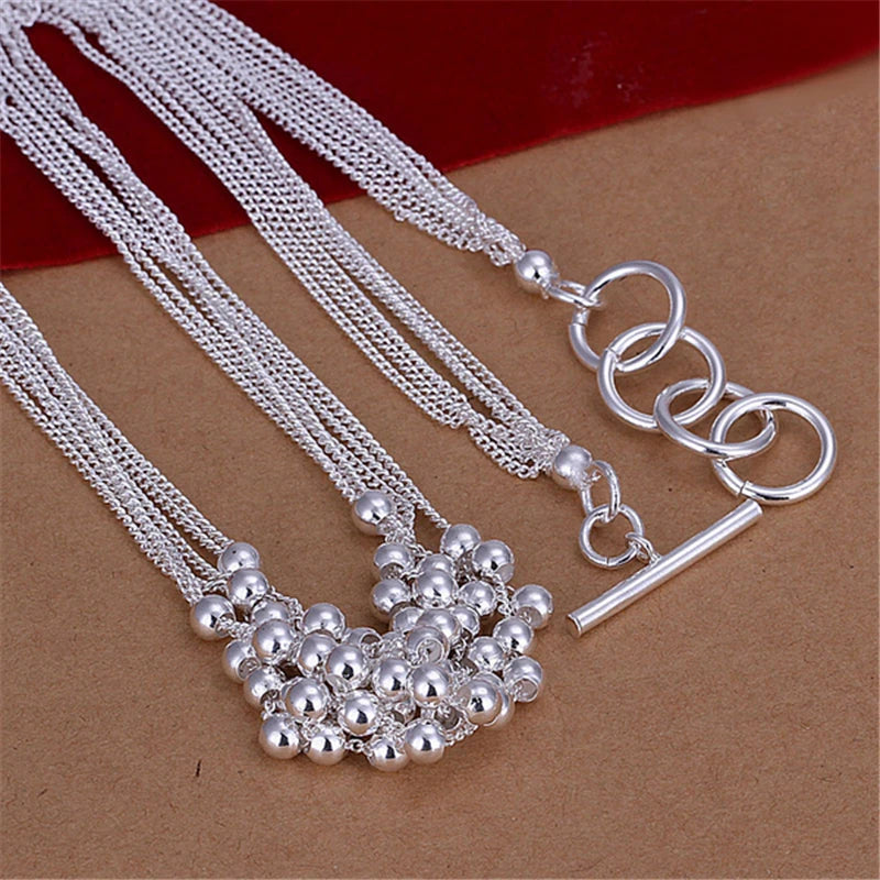 Small Silver Grapes Necklace