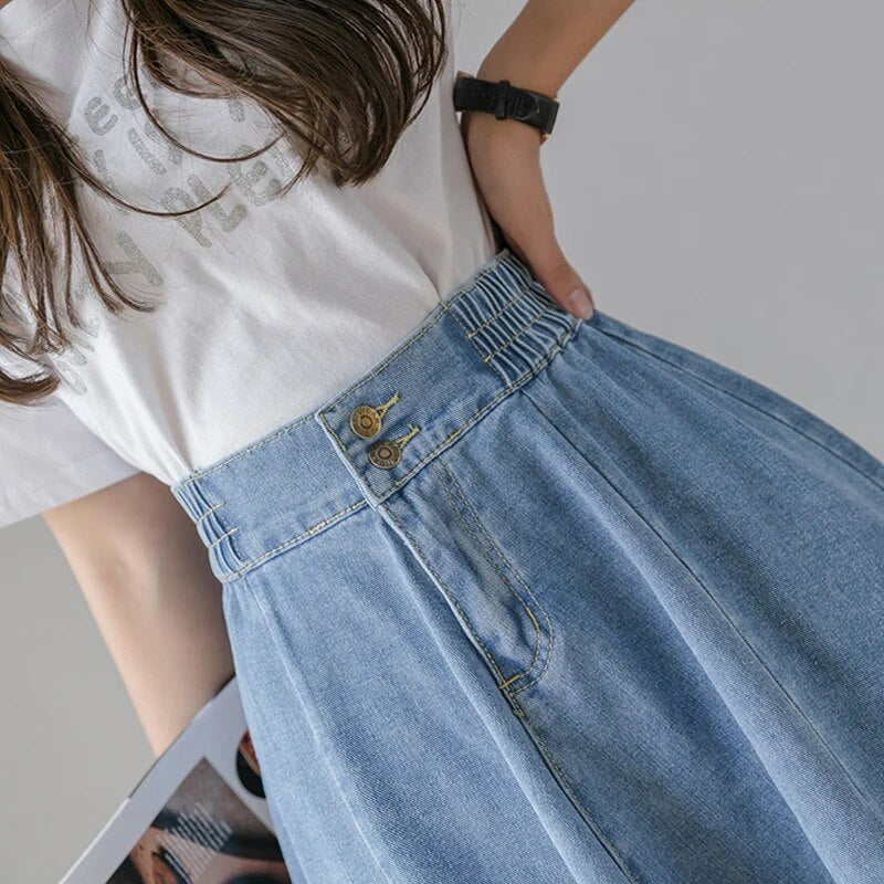 Vintage Denim Skirt (Blue/Light Blue)