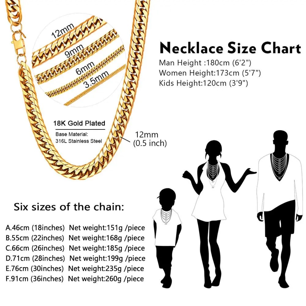 Chunky Chain Necklace (Gold/Silver/Black 36 options)