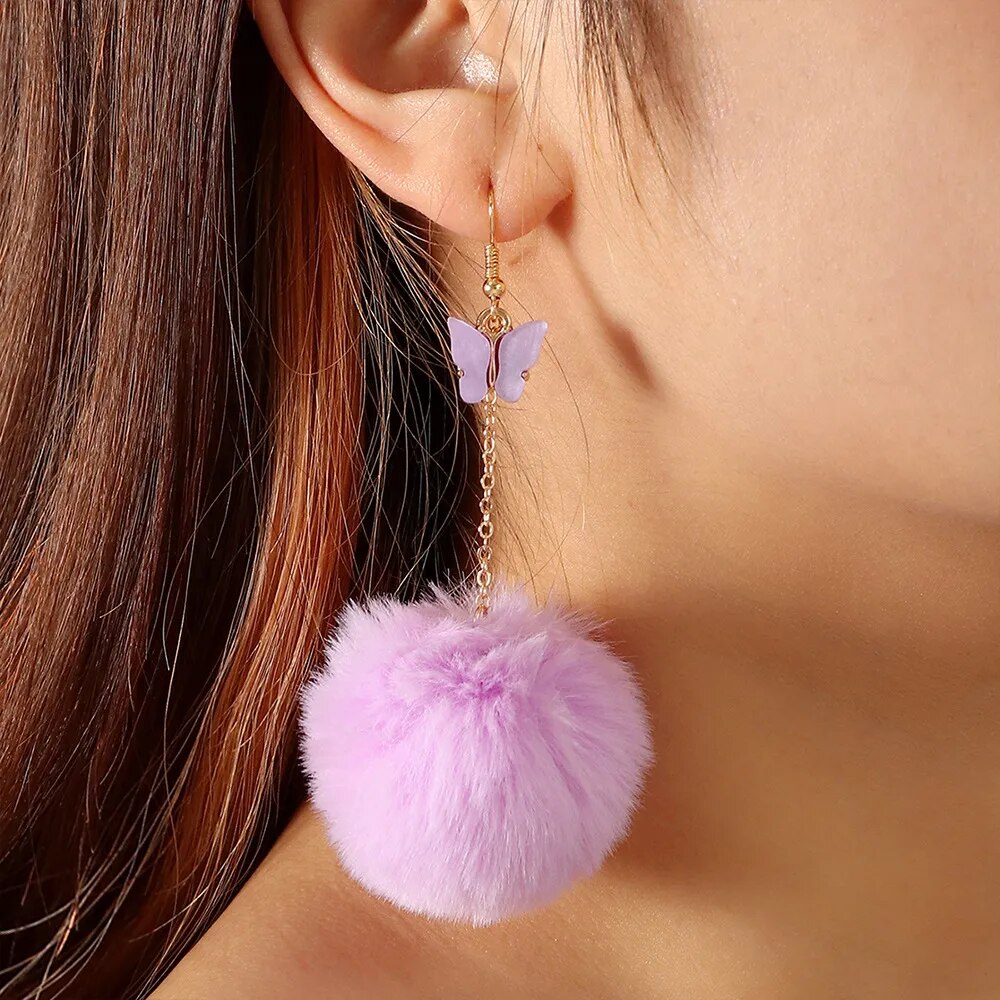 Butterfly Pompom Earrings (3 colors)