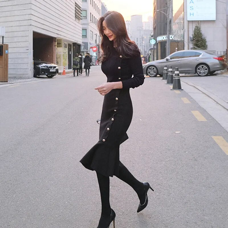 Black Buttons Dress