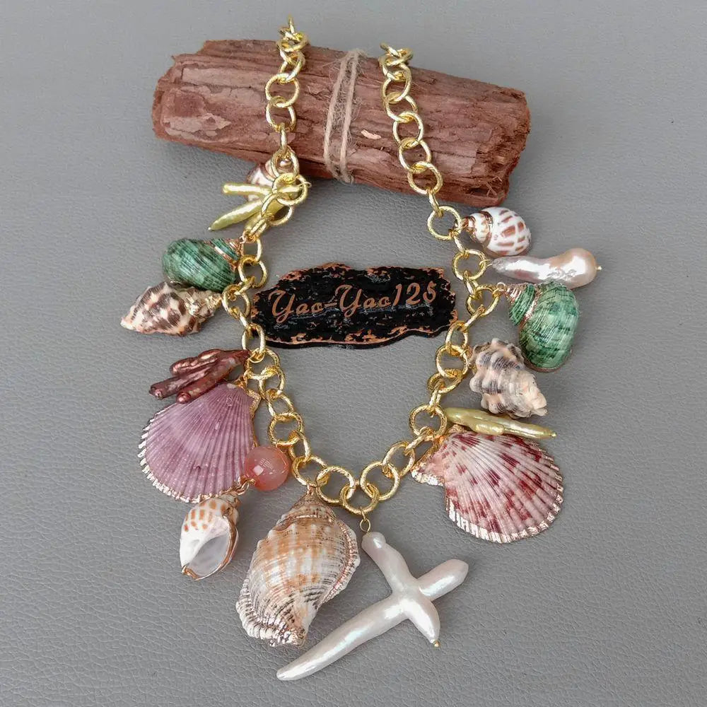 Ocean Beach Mix Sea Shell and Pearl Necklace