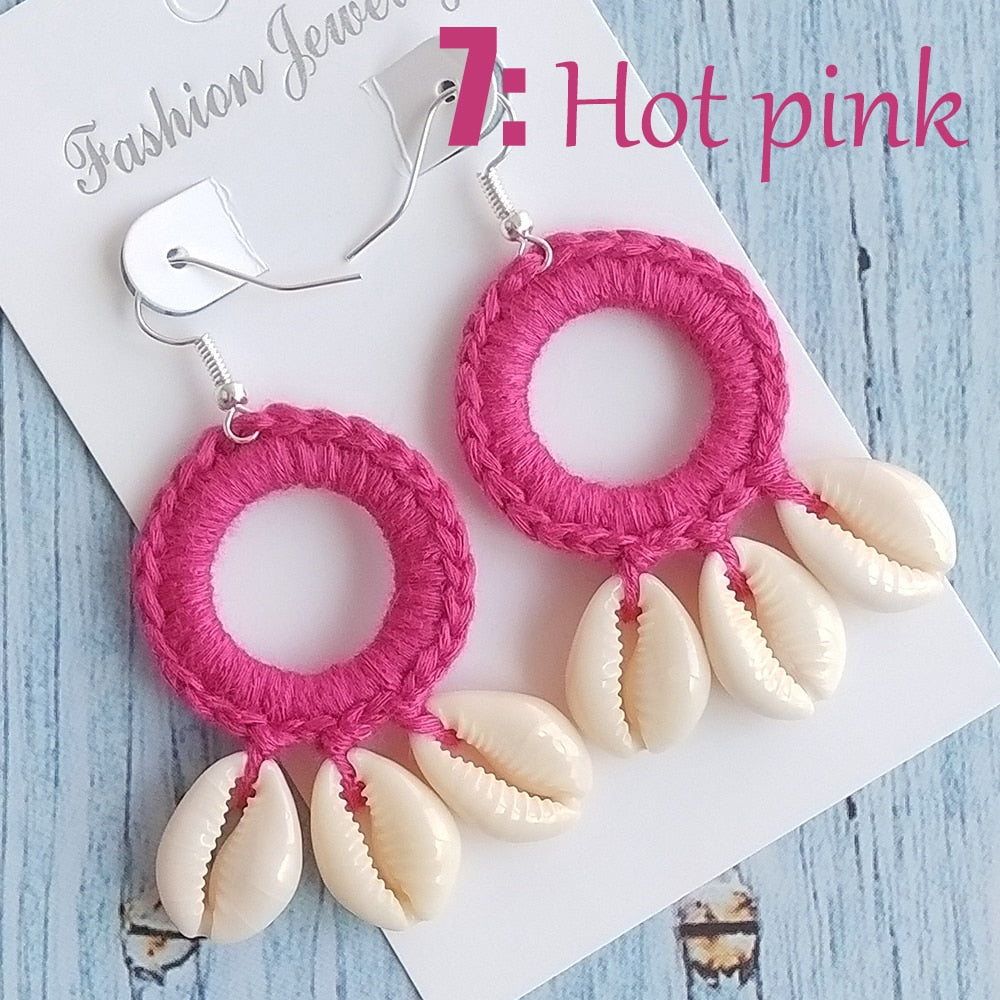 Boho Beach Shell Crochet Earrings (15 colors)