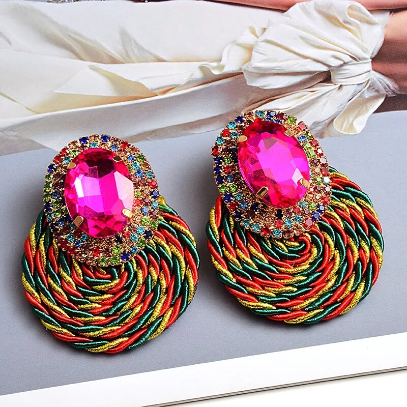 Colorful Circle Crystal Earrings (8 colors)