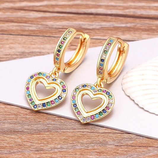 Rainbow Rhinestones on Gold Earrings (14 styles)