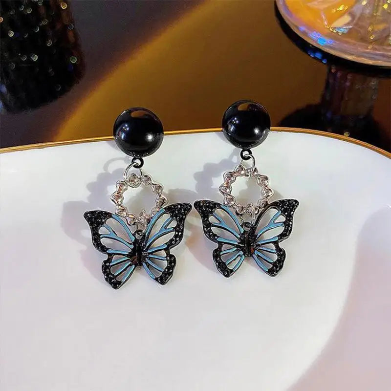 Black Hollow Butterfly Earrings