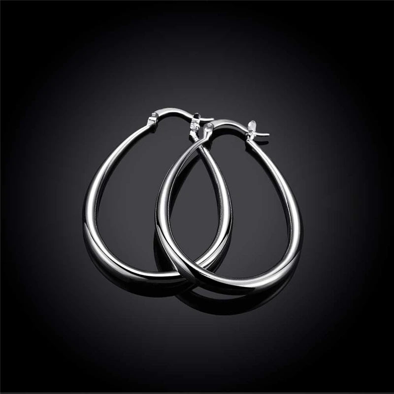 Silver Smooth Hoop Earrings