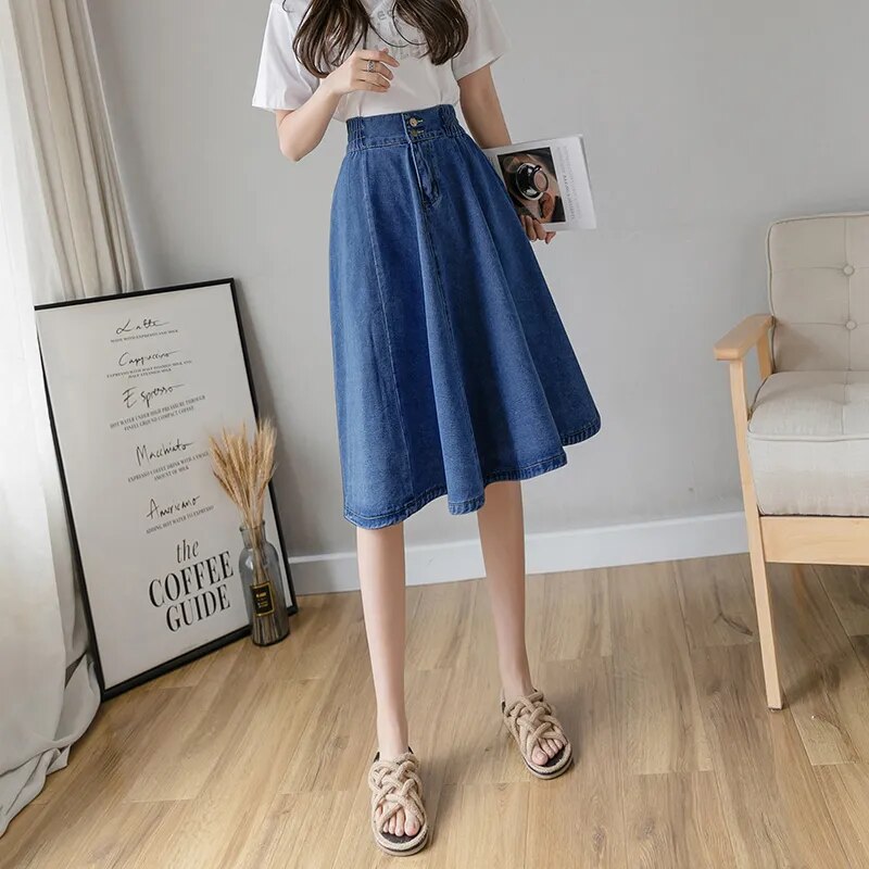 Vintage Denim Skirt (Blue/Light Blue)