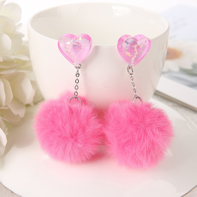 Pom Pom Heart Earrings (8 colors)