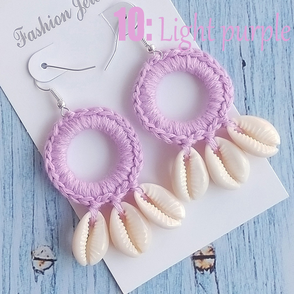 Boho Beach Shell Crochet Earrings (15 colors)