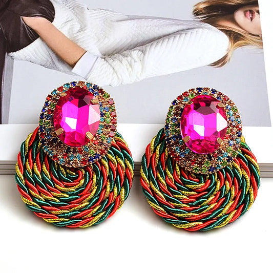 Colorful Circle Crystal Earrings (8 colors)