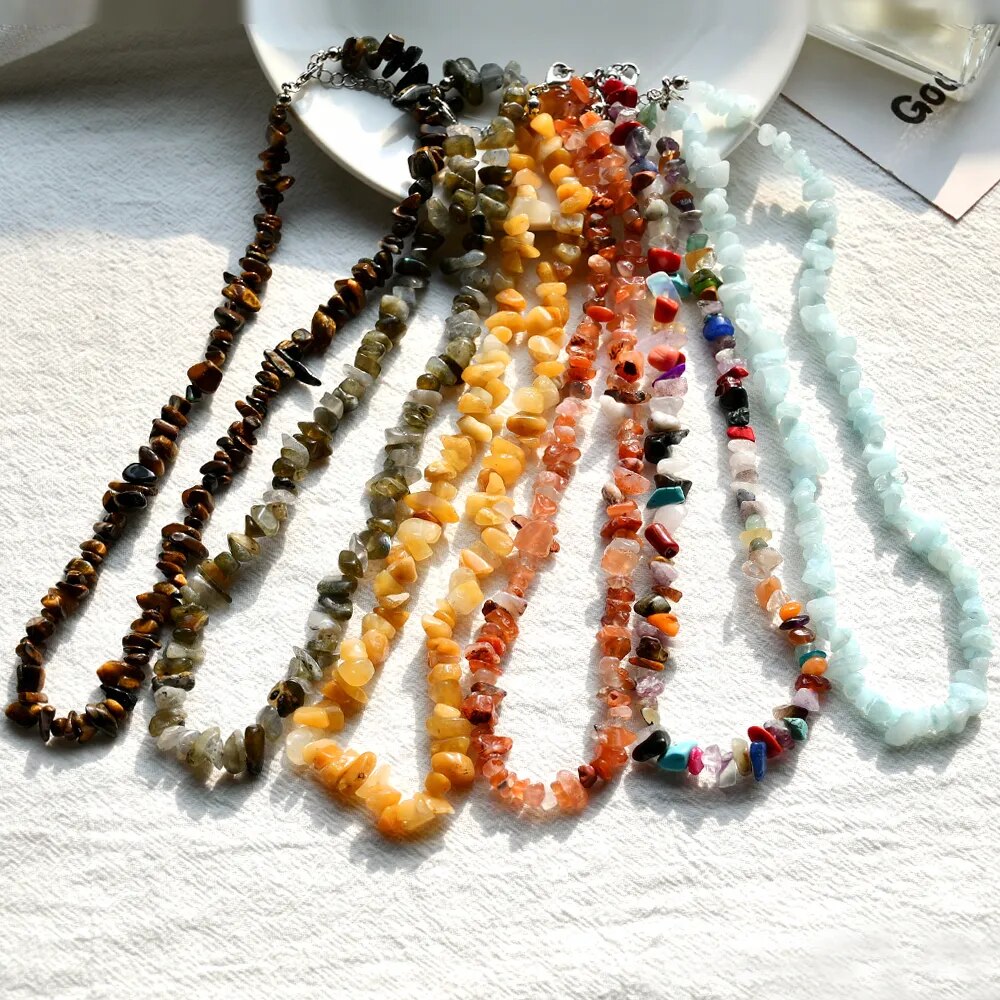 Natural Stone Chips Necklaces (15 colors)