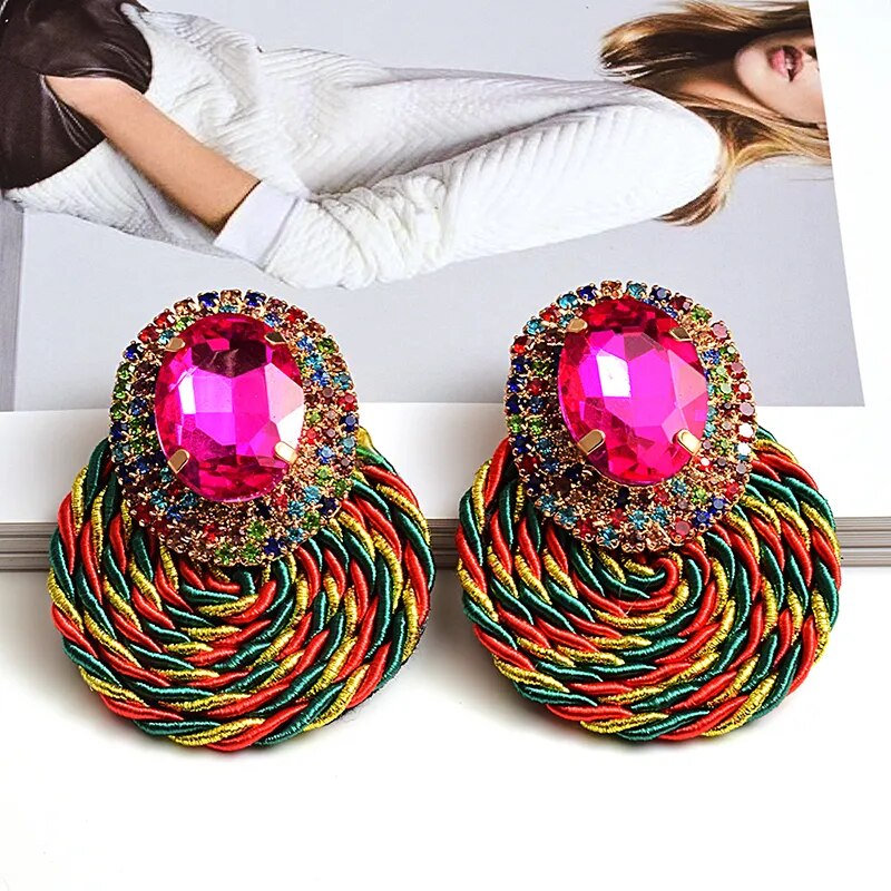 Colorful Circle Crystal Earrings (8 colors)