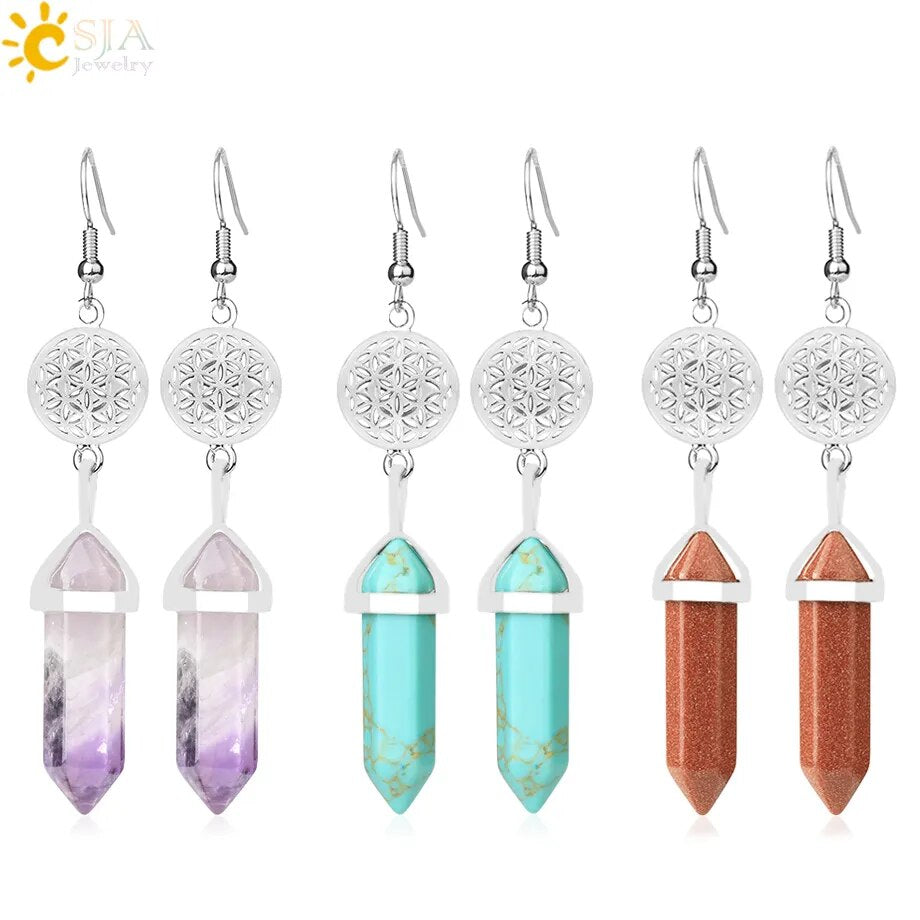 Natural Stone Crystal Earrings (26 colors)