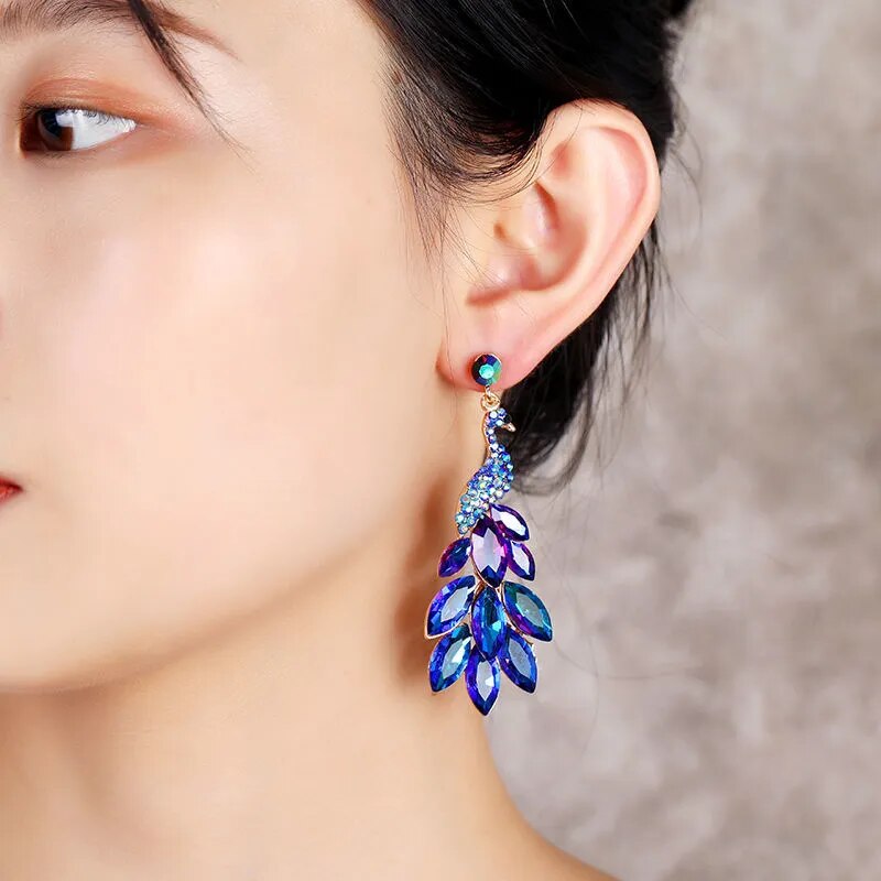 Crystal Peacock Earrings (9 colors)