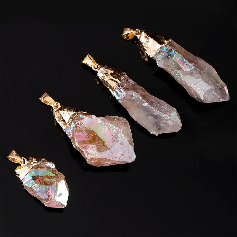 Rainbow Healing Crystal Stone Pendant Necklace