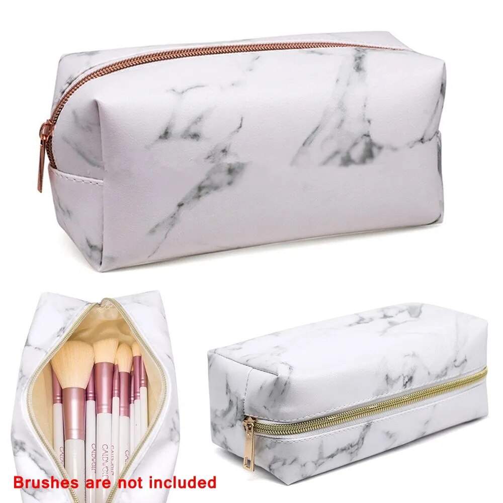 Marble Makeup Bag (White/Black)