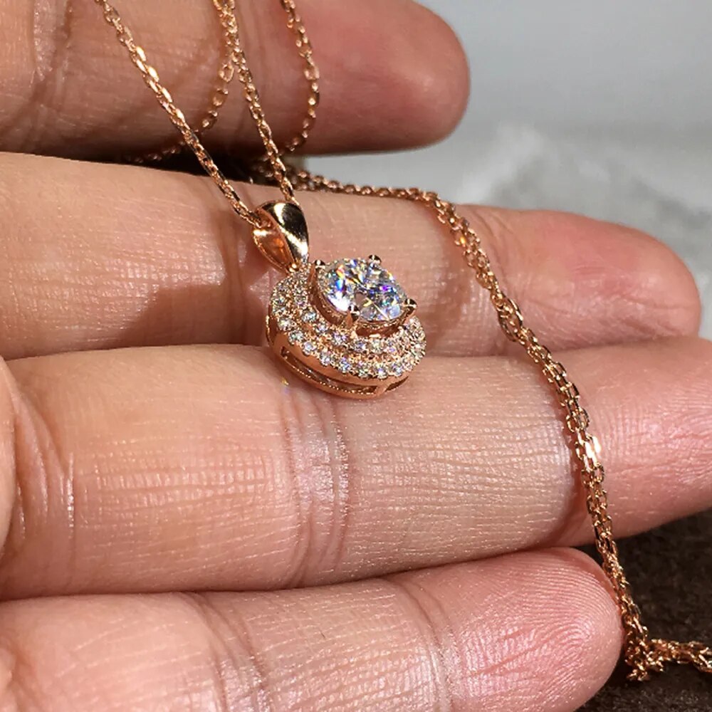 Romantic Rose Gold & Crystals Necklace