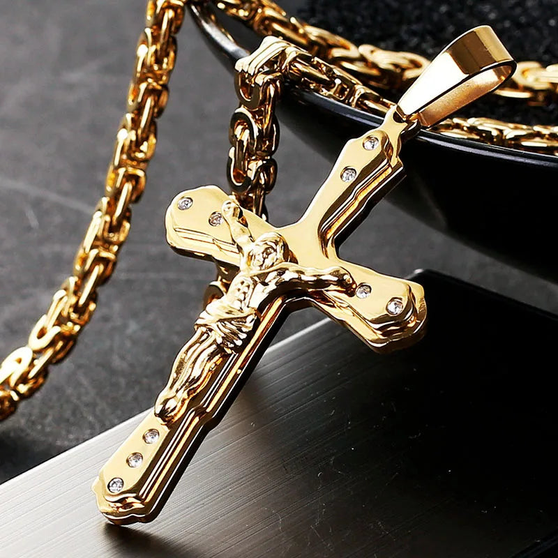 Jesus Christ Holy Crucifix Cross Pendant Necklace