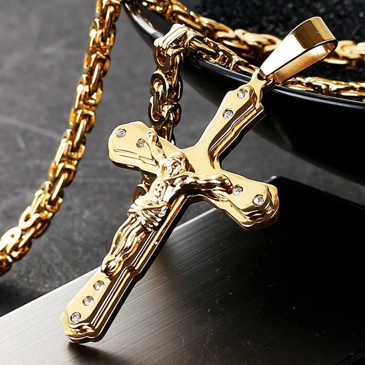 Jesus Christ Holy Crucifix Cross Pendant Necklace