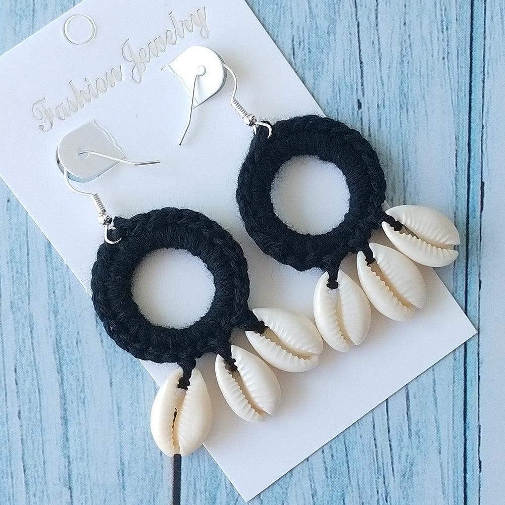 Boho Beach Shell Crochet Earrings (15 colors)