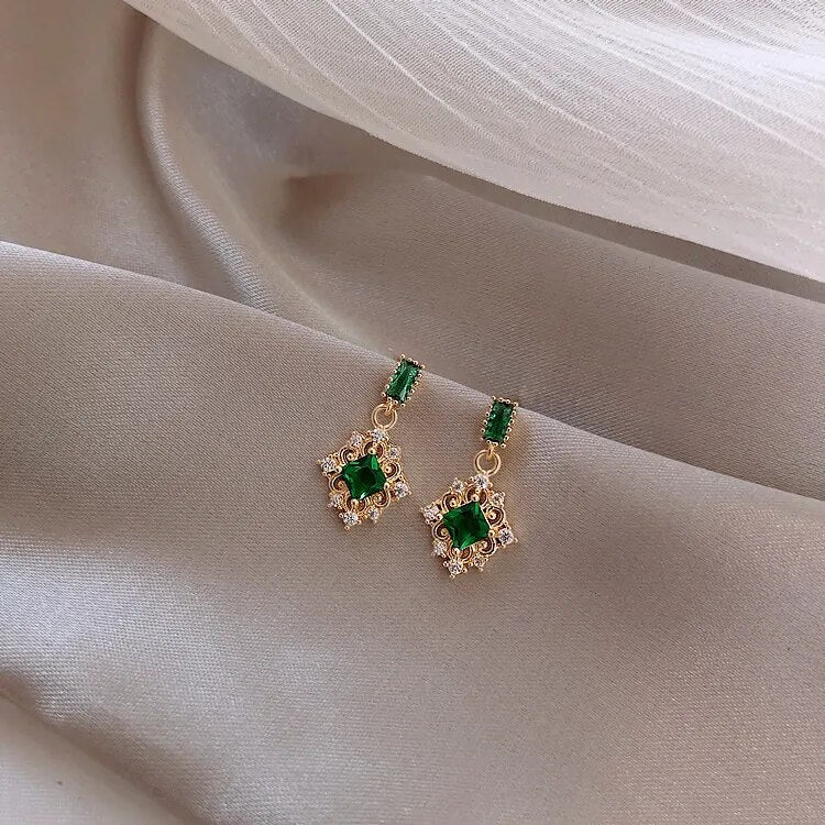 Green Crystal Earrings