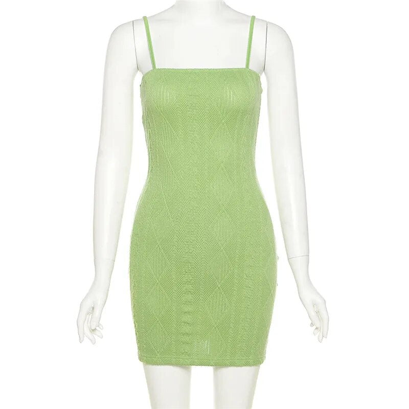 Knitted Mini Dress (green/brown)