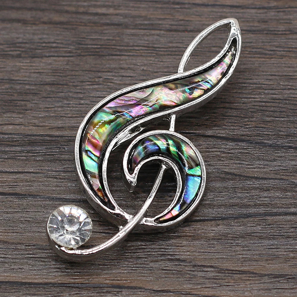 Abalone Shell Musical Note-shaped Brooch