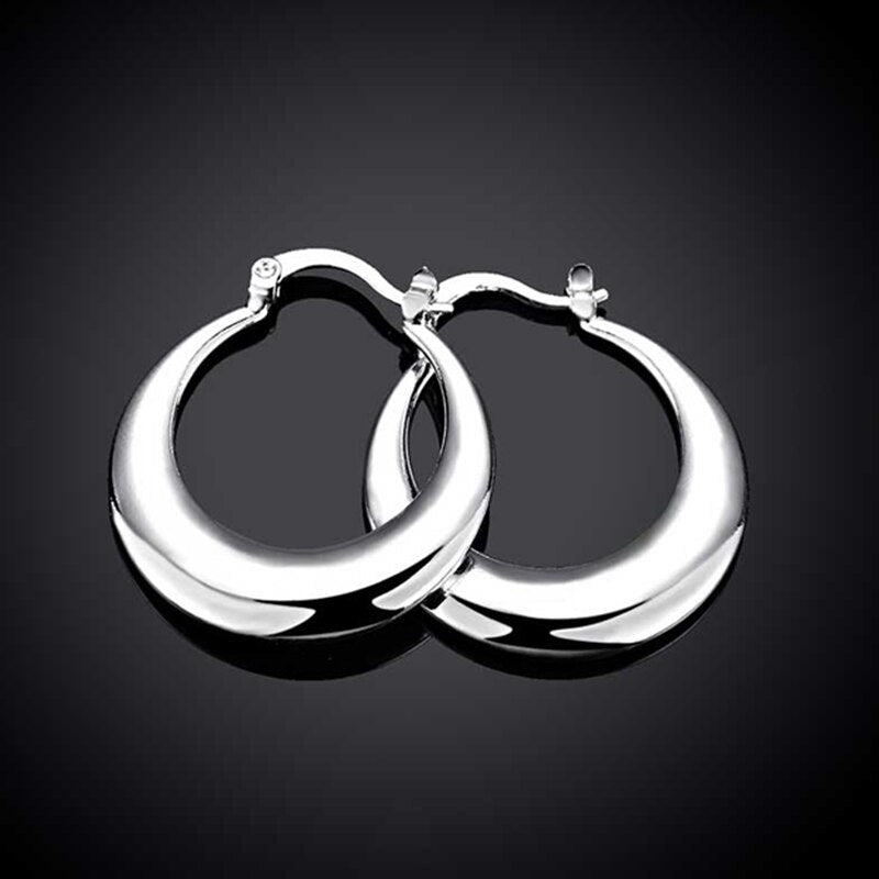 Silver Moon Hoop Earrings