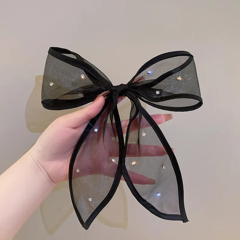 Elegant Black Mesh Lace Bowknot Hair Clips