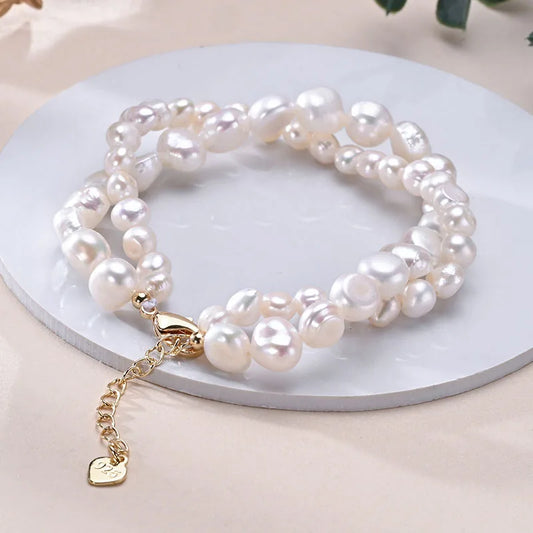 Freshwater White Pearl Double Baroque Bracelet