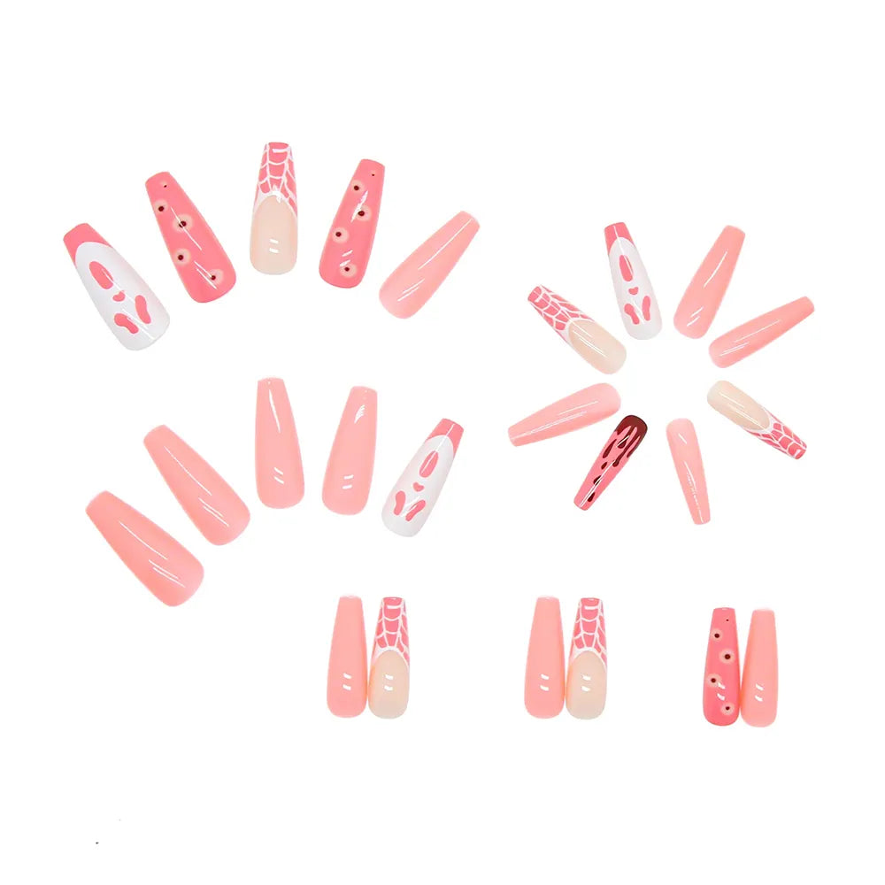 24pcs HALLOWEEN PINK Press On Nails