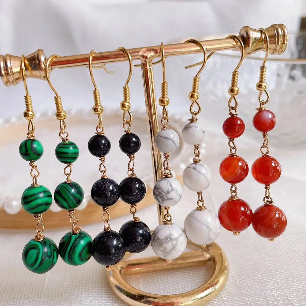 Natural Crystal Beads Earrings (9 colors)