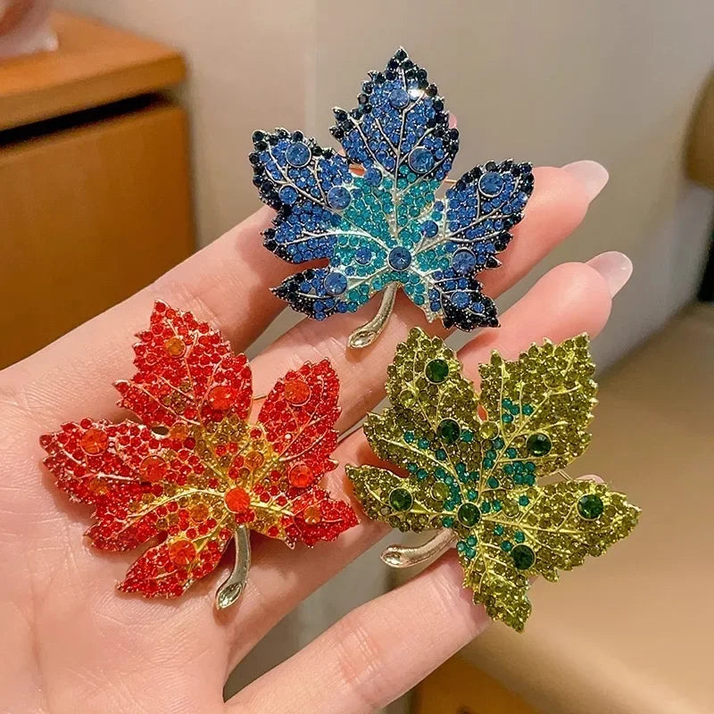 Crystal Maple Leaf Brooches