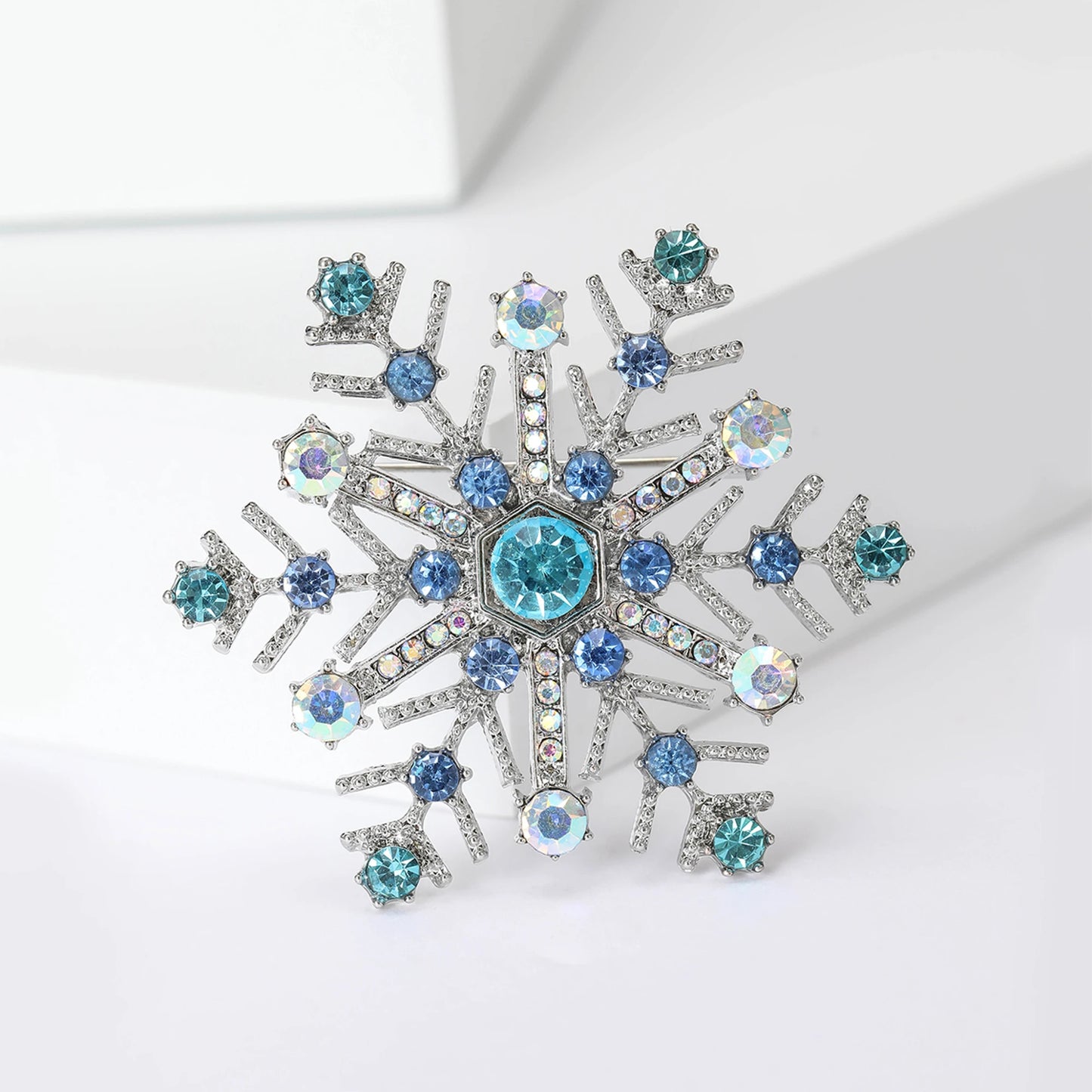 Rhinestone Christmas Snowflake Brooch