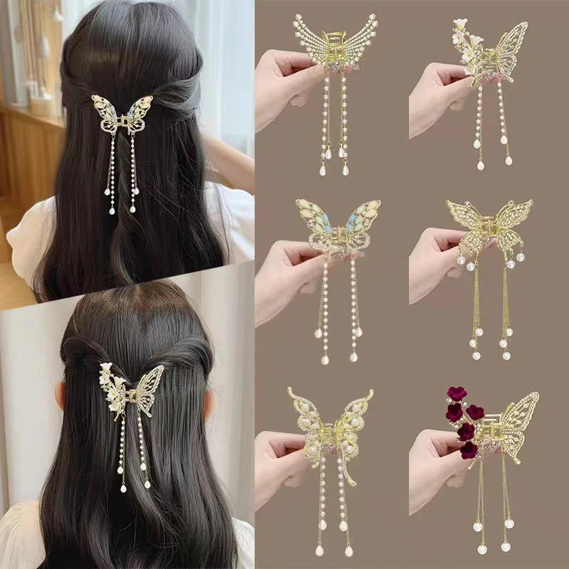 Exquisite Rhinestone Butterfly Hair Clips