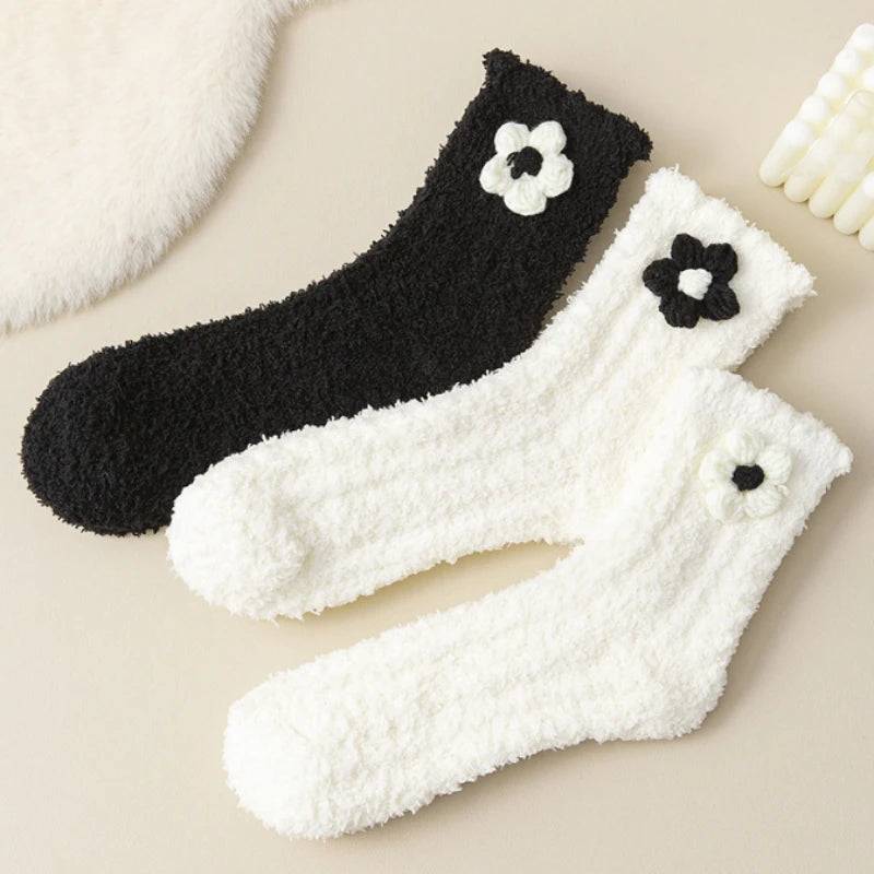 Pretty B&W Fuzzy Socks (6 styles)