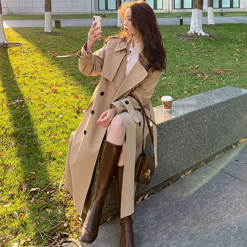 Long Trench Coat (Black/Khaki)