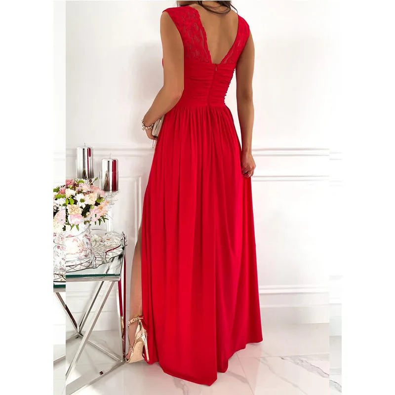 Pleated Slit Long Dress (3 colors)