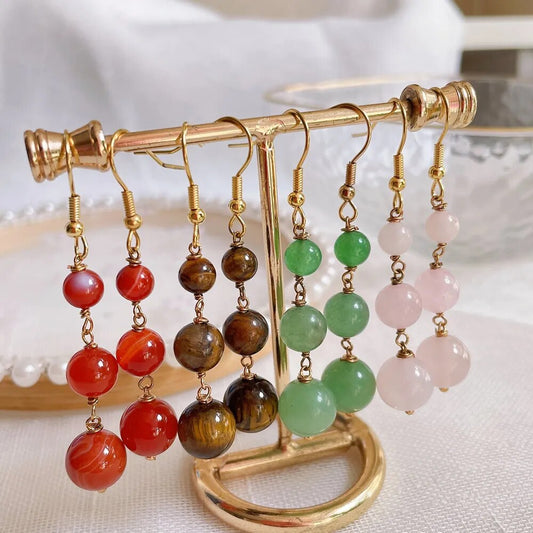 Natural Crystal Beads Earrings (9 colors)