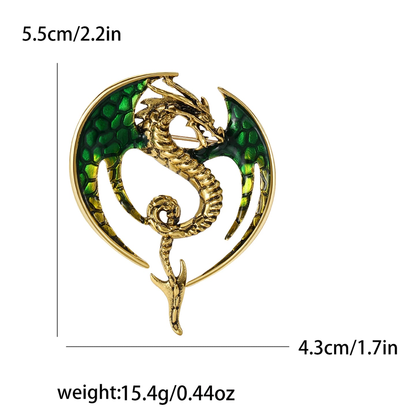 Enamel Round Flying Dragon Brooches