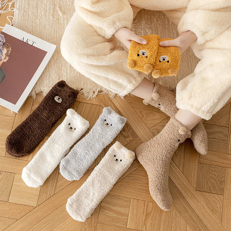 Adorable Teddy Bear Fuzzy Socks (6 colors)