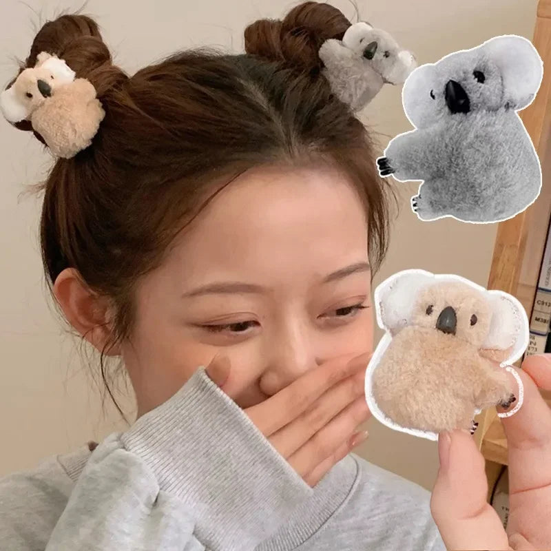 Plush Koala Bear Hair Claw Clips