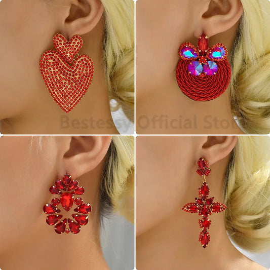 Red LUXURY Crystal Earrings (30 styles)