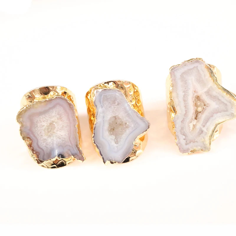 Natural Geode Stone Rings