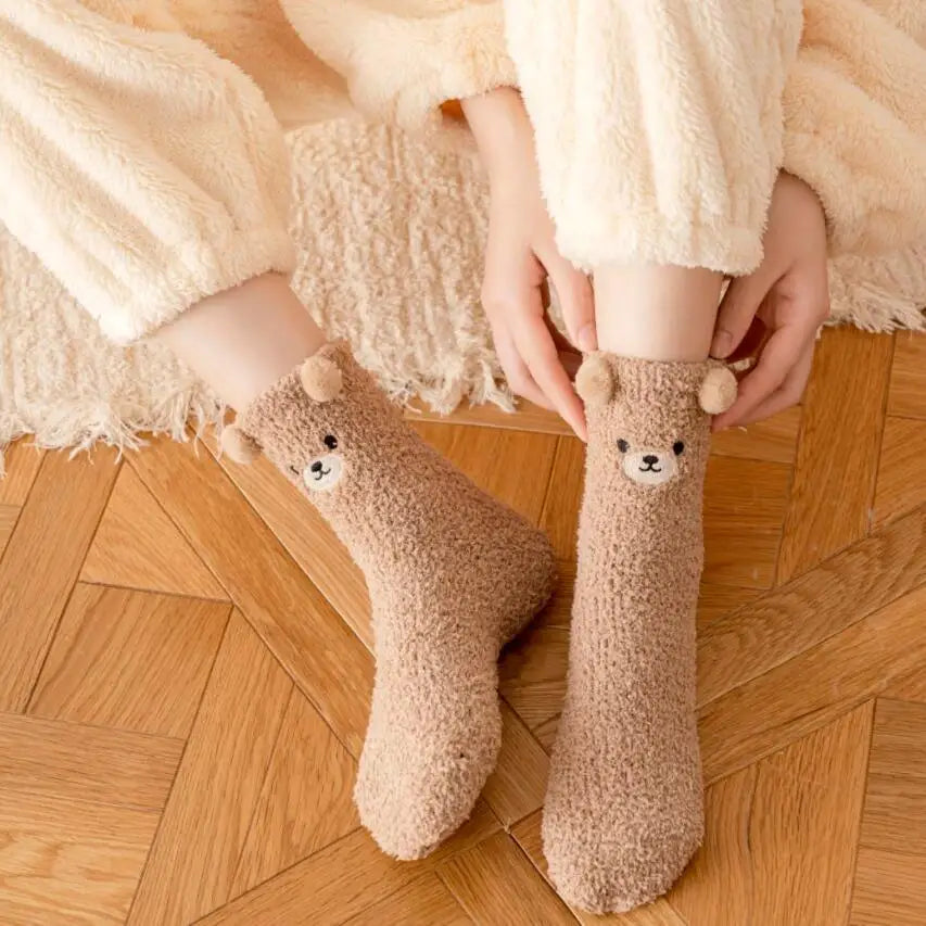 Adorable Teddy Bear Fuzzy Socks (6 colors)