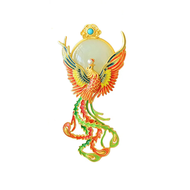 Colorful Enamel Phoenix Brooch