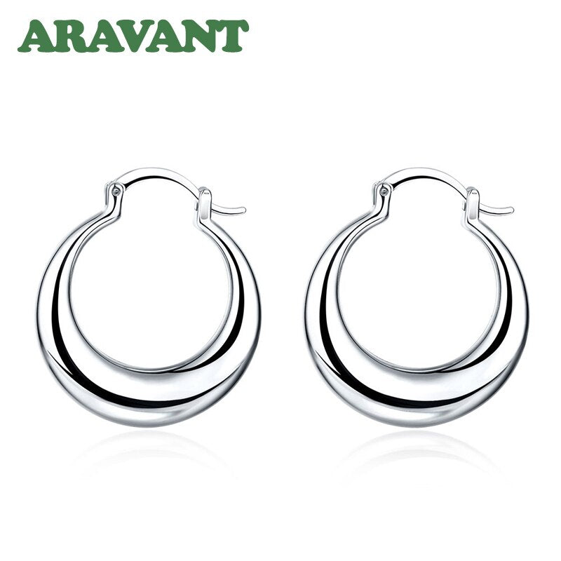 Silver Moon Hoop Earrings