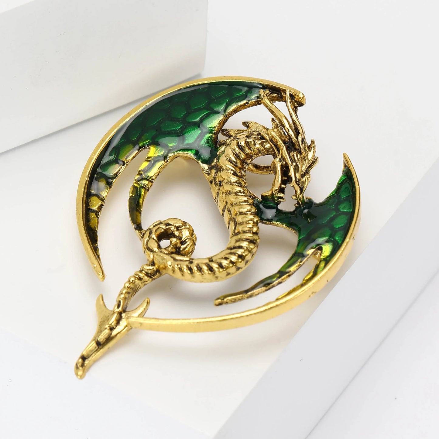 Enamel Round Flying Dragon Brooches